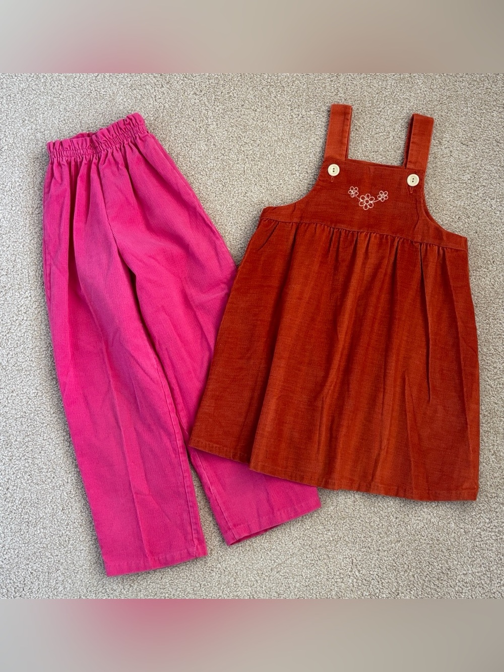Pair of kids vintage Healthtex pink corduroy pants size 6 & burnt orange jumper